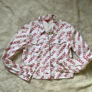 Guess Logo Print Denim Jacket XS | Y2K Streetwear Baddie Vibes